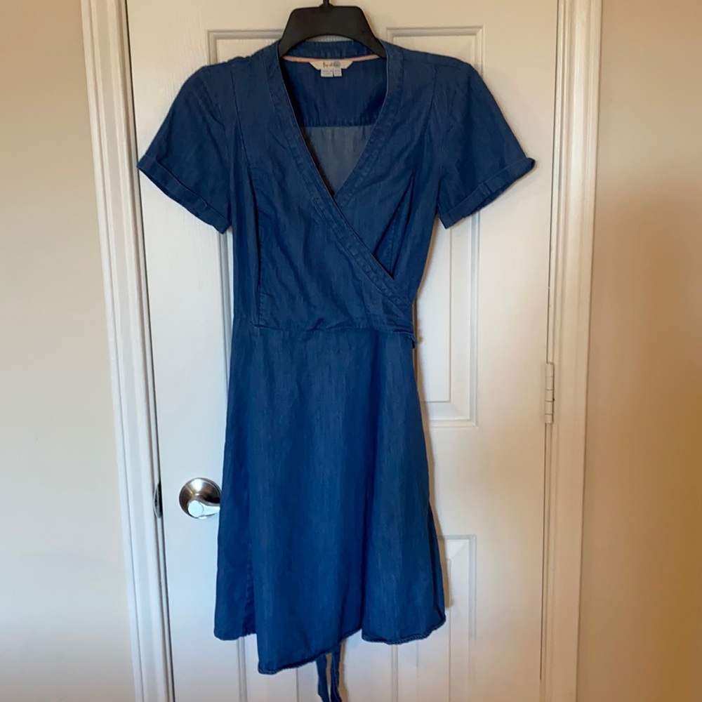 Boden Lara Chambray Wrap Dress Petite Preppy